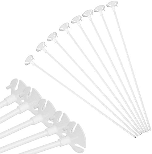 Holoras 100 Pieces Balloon Sticks Holders with Cups 16 Inch for Party, Birthday, Wedding, Anniversary Decoration, White