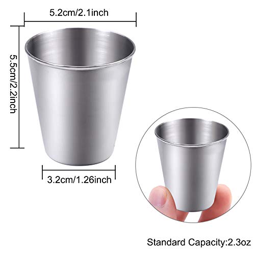 Image of Ruisita 12 Pieces Stainless Steel Shot Cups Stainless Steel Shot Glass Drinking Tumbler (2.3 Ounce /70 ml)