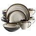 Gibson Elite Couture Bands 16-Piece Dinnerware Set, Brown