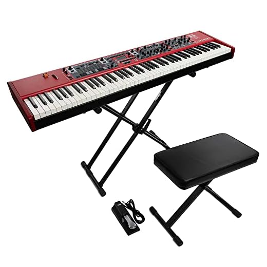 Nord Stage 3 88-Key Fully-Weighted Hammer Action Keyboard Bundle with Adjustable Keyboard Stand, Adjustable Bench, and Sustain Pedal (4 Items)
