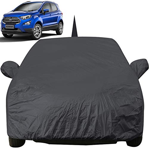 Image of Autofact Car Body Cover Compatible for Ford Ecosport (2012 to 2017) (Mirror Pockets, Triple Stitched, Bottom Fully Elastic, Black Color)