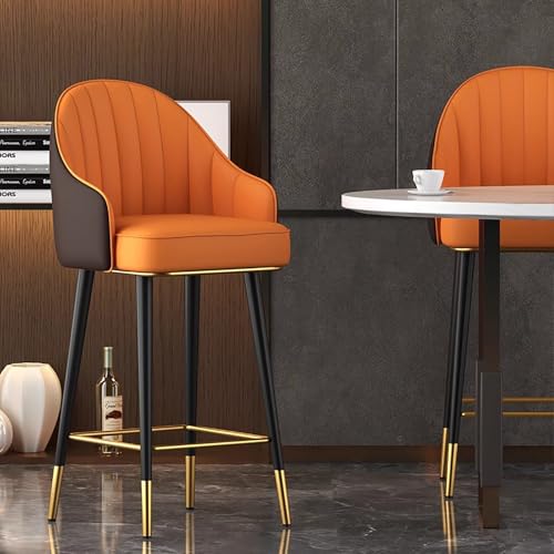 Tabourets de bar en cuir synthétique design moderne jaune par 2