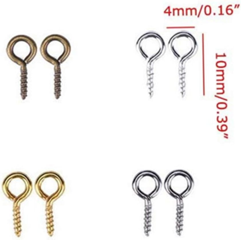 800pcs Heavy Duty Screw Hoist Ring Ornament Hooks Jewelry Making Charms Self-Tapping Hook Per Box