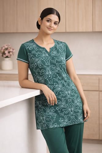 Image of Duchess Women's Cotton Printed Long Length Night Suit Set