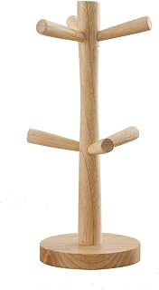 YANFJHV Con 6 ganchos de madera para rack de té, soporte para tazas de café, colgador, soporte para bebidas, organizador de vasos desmontables, soporte para utensilios de cocina (amarillo, talla