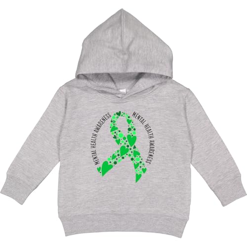 inktastic Mental Health Awareness Green Ribbon Made Of Hearts Toddler Hoodie 2T Heather 45318