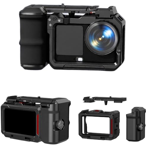 DJI Osmo Action 6 �Ή� �J�����P�[�W �L�b�g �A���~�j�E������ �n���h�� �}�E���g �O���b�v�z���_�[ �V���b�^�[�{�^���t, �R�[���h�V���[�a�t���A1/4�l�W���t�� ���t�����ȒP�ŁA�����^�тɕ֗��ł�