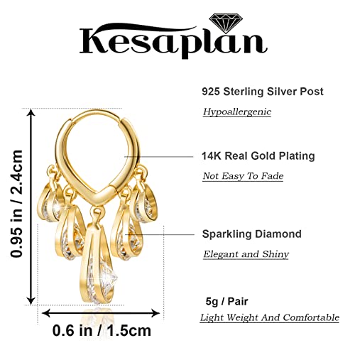 Kesaplan Trendy Earrings For Women 14K Gold Plated Fun Huggie Dangle Earrings Cubic Zirconia/Bead/Bar/Ball Cute Boho Earrings For Girls #TOP1