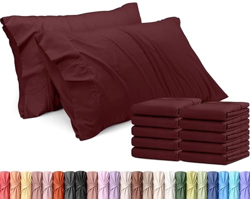 Utopia Bedding Queen Pillowcases - 12 Pack - Bulk Pillowcase Set - Envelope Closure - Soft Brushed Microfiber Fabric - Shrinkage and Fade Resistant Pillow Covers 20 x 30 Inches (Queen, Burgundy)
