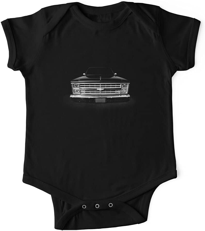 Chevy Silverado Square Body Pickup 1 Black Baby Onesie Outfit Bodysuits One-piece