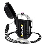 Gifts for Him Men: Electric Lighter Rechargeable USB, Electronic Plasma Arc Lighter Windproof and Waterproof for Camping, Hiking, Outdoor, Survival, Tactical, EDC Gear