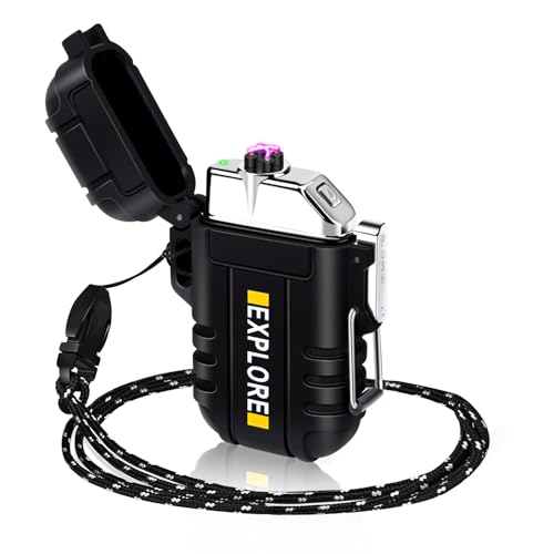 Christmas Stocking Fillers Gifts for Men Him: Electric Lighter Rechargeable USB, Electronic Plasma Arc Lighter Windproof and Waterproof for Hiking, Camping, Outdoor, Survival, Tactical, EDC Gear