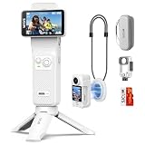SJCAM C400 3 in 1 Vlogging Camera Combo,128GB 4K Pocket Handheld Camera, 7H Power, 6-Axis Stabilization Action Camera, 2.29''Touch Screen, Waterproof Body Cam for Travel Vlog,White
