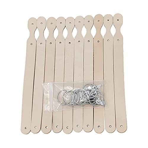 10 Pack Natural Leather Keychains Kit - Craft Projects - DIY Leather Key Fobs - Great for Stamping, Tooling, Engraving - Made in USA