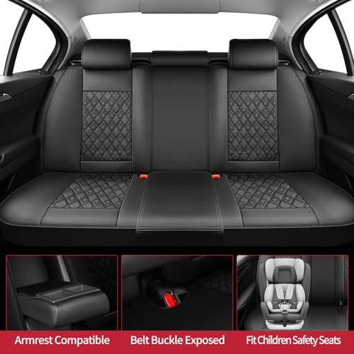 Image of Fit Forester Car Seat Covers for Subaru Forester 2007-2024 2025 2026 - Upgraded Premium Waterproof & Breathable Leather, Airbag Compatible, All-Weather Seat Cushion Protector (Full Set, Black)