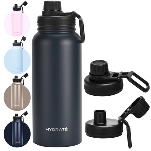 HYDRATE Insulated Water Bottle - Durable Stainless Steel Water Bottle for Optimal Temperature Control - Vacuum Double Wall Technology - Hot & Cold Drink Storage - Thermal Water Bottle - Black HYDRATE Insulated Water Bottle - Durable Stainless Steel Water Bottle for Optimal Temperature Control - Vacuum Double Wall Technology - Hot & Cold Drink Storage - Thermal Water Bottle - Black