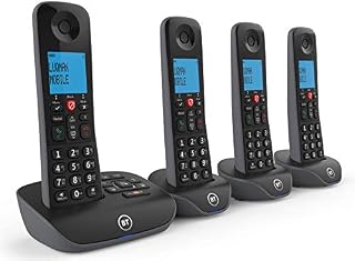 BT Essential Cordless Home Phone with Nuisance Call Blocking and Answering Machine, Quad Handset Pack