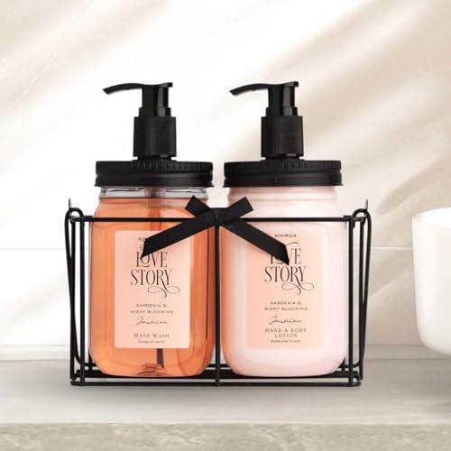 Image of Kimirica Hand Wash & Hand Lotion Duo Love Story Gift Set with Metal Caddy|Goodness of Aloe Vera, Ginkgo Biloba 100% Vegan & Paraben Free | Gifts for Women & Men | Luxury Premium Handcare Gift Hamper , 500 Ml X 2