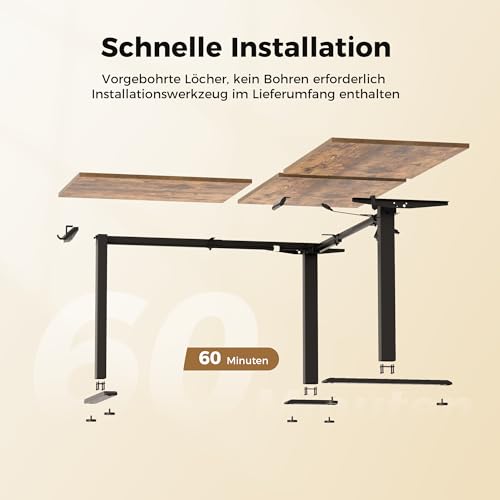 Image of Agilestic Triple Motors 73 inch x 60 inch L Shaped Standing Desk, Electric Standing Desk Adjustable Height, Extra Large Desktop Corner Table for Home Office, Gaming Workstation, Splice Board, Rustic Brown