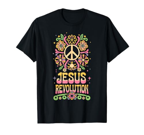 Flor hippie retro maravillosa de la Revolución de Jesús, fe cristiana Camiseta