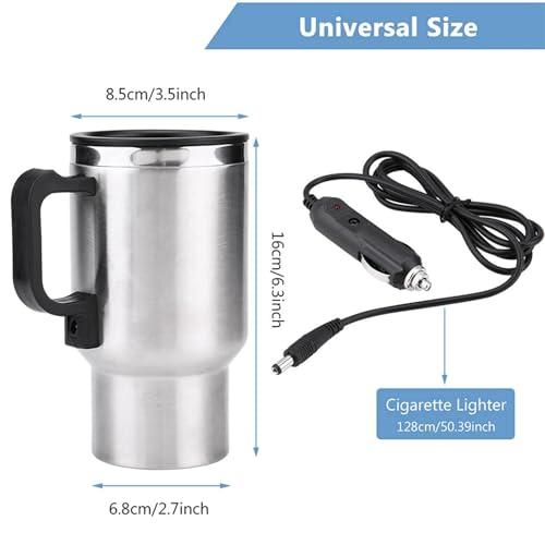 wasserkocher auto 12v,Wasserer Für Auto,Wasserer 12 Volt Auto,Auto Wasserer,12V 450Ml Elektro Reise Heizbecher Reisekel AEdelstahl Im Auto Reisewasserer Kaffee Tee Autotasse Becher nkbecher