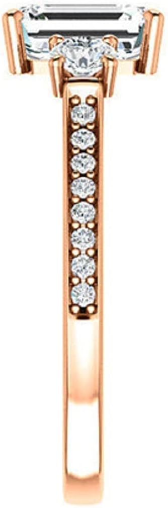 10K/14K/18K Solid Rose Gold Handmade Engagement Ring, 3 CT Emerald Cut Moissanite Solitaire Ring, Diamond Wedding Ring Set for Women/Her, Anniversary/Propose Gifts, VVS1 : Clothing, Shoes & Jewelry