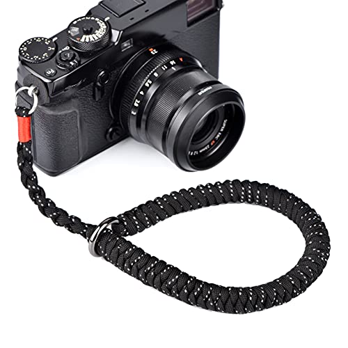 Camera Wrist Strap (550 Paracord) Higher-end Adjustable Hand-Woven Paracord Camera Hand Grip Strap for Nikon Sony Canon Panasonic Fujifilm Olympus, DSLR SLR Mirrorless Camera Wrist Lanyard (Black)