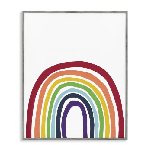 'Whimsical Asymmetrical Rainbow Stripes Modern'| Framed Giclee Art