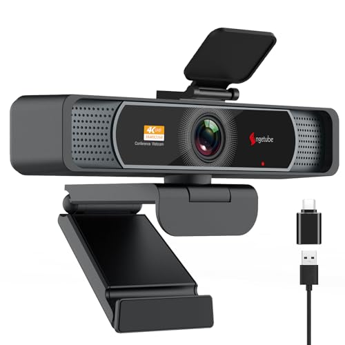 Angetube 914Max 4K Webcam - Streaming-Kamera für PC mit 120° Weitwinkel, PDAF Autofokus, Dual-Mikrofone mit Rauschunterdrückung, 1080p@60FPS, kompatibel mit Laptop, Mac, Teams, Desktop