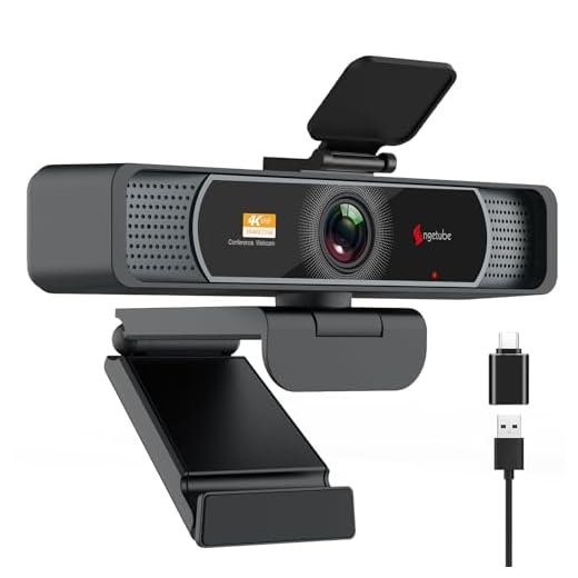 Angetube 914Max Webcam 4K – streaming camera per PC con angolo ampio da 120°, autofocus PDAF, microfoni duali con riduzione del rumore, 1080p@60FPS, compatibile con laptop, Mac, Teams, desktop