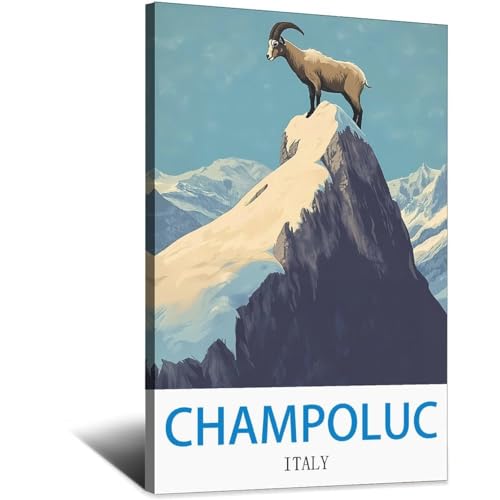 Champoluc affiche de voyage vintage Italie pour salon élégant