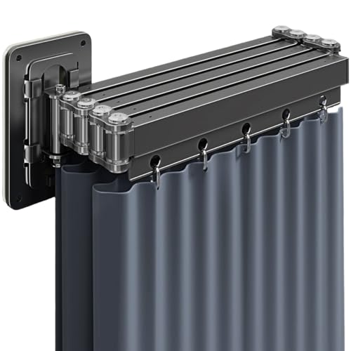 Tringle à rideau de douche d'angle en aluminium pliable 4 plis