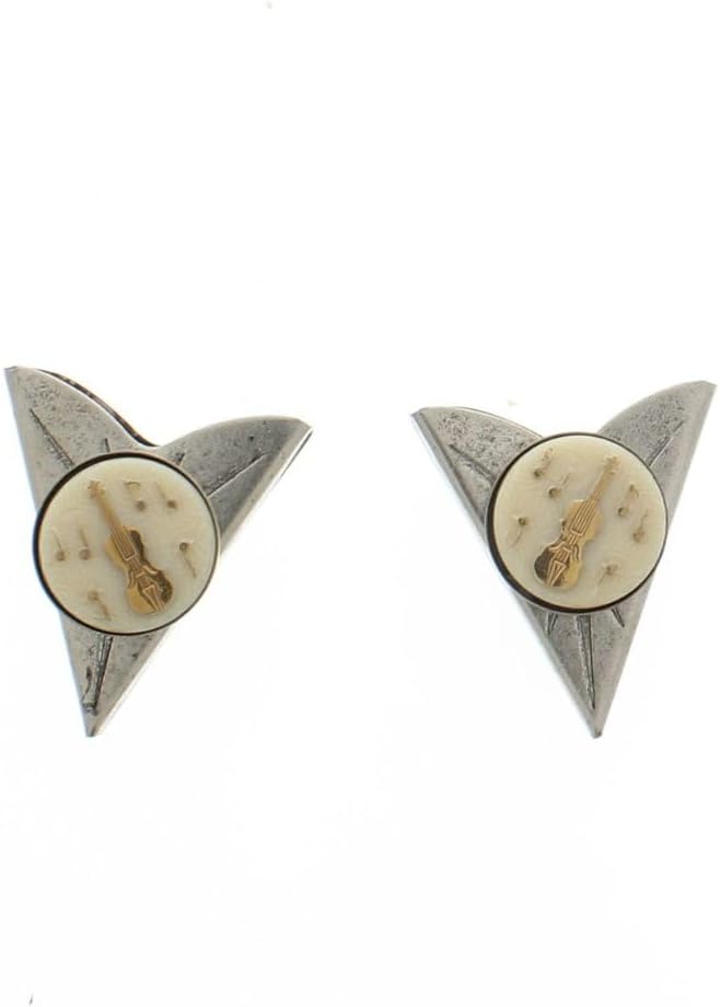 Silver Violin Collar Tips with Screws for Men's Dress Shirts – Collar Stays for Men's Collars | Shirt Collar Stays for Crisp, Sharp Look | Perfect Collar Stays for Men’s Dress Shirts
