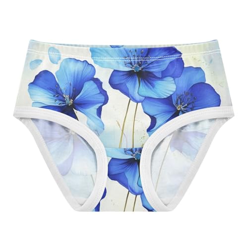 Flower Toddler Underwear Custom 2t Cotton Girl Panties Cute Watercolor Blue Flowers Underpants Briefs