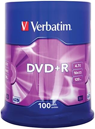 Verbatim DVD+R 16 x Matt Silver 4,7 GB, 100 szt. wrzeciona, półfabrykaty DVD, 16-krotna prędkość wypalania i Hardcoat Scratch Guard, puste płyty DVD, DVD półfabrykaty