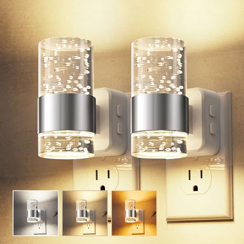 L LOHAS LED Night Lights Plug into Wall, 2 Pack 3CCT Bubble Night Light