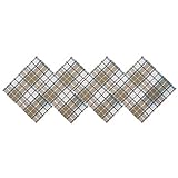 Lintex Grey Cottage Cabin Plaid 100% Cotton Fabric Napkins, Country Rustic Taupe and Gray Easy Care...