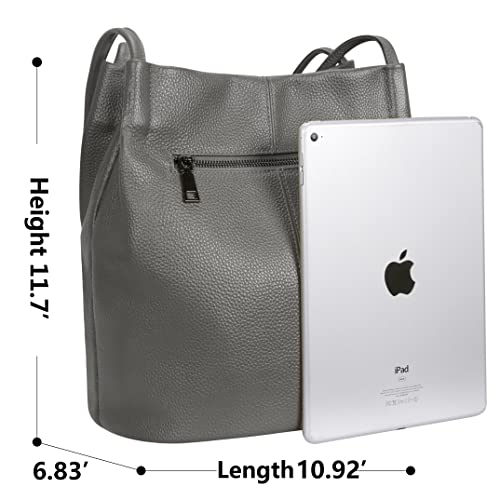 Image of Iswee Soft Leather Tote Bucket Bag Hobo Shoulder Purse and Handbags Women | Large Size Roomy Pocketbooks Ladies Bag Everyday Bag Casual Work Travel Designer Hand Bag