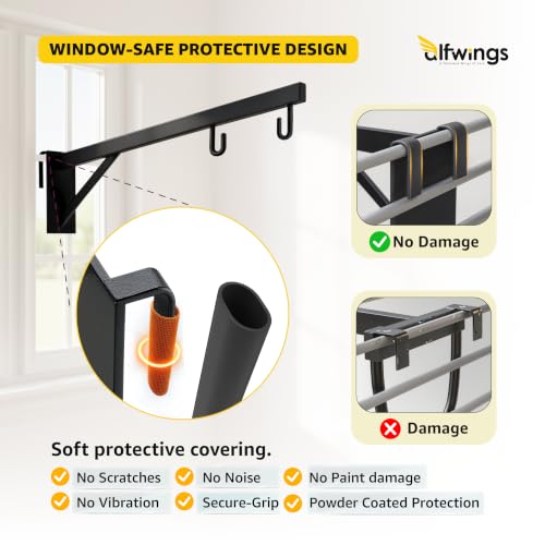 Image of Baby Window Cradle Hanger | Up to 35 Kg Metal Rod | Hook and Paint Protection Shield | (Black, 70 cm)