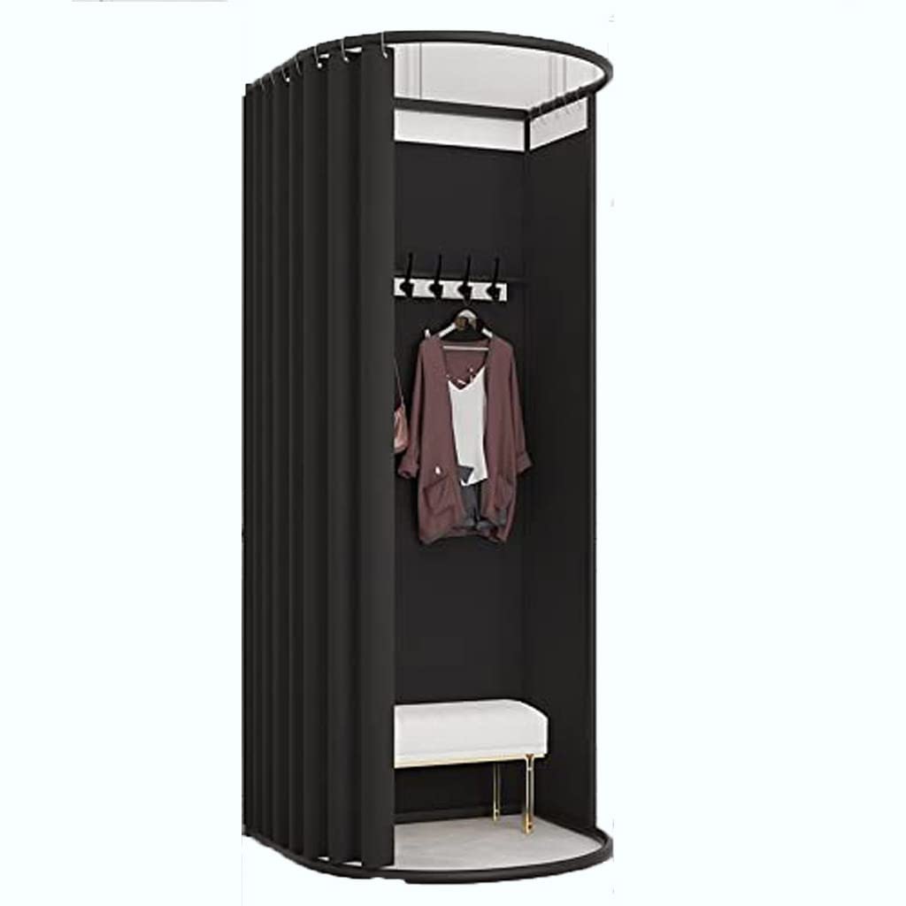 SIAMZYWV Mobile Fitting Room, Portable Dressing Room Frame with Curtain and Hook, Changing Room for Clothing Store, Boutiques, Office