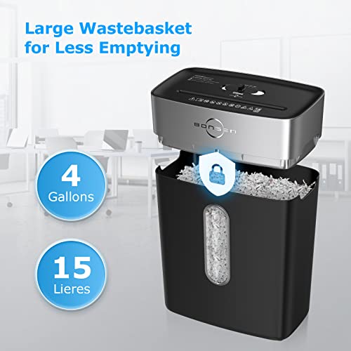 Bonsen Paper Shredder For Home Office, 10-Sheet Cross-Cut Shredder, P-4 High Security Level, Quiet Credit Card Shredder With Jam Proof System, 4 Gallons Bin (S3201) #TOP3