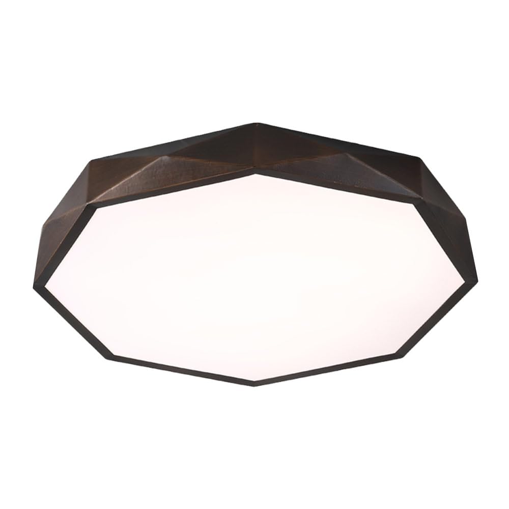 LED Pendant Light Dark Wood Grain Design Metal Ceiling Light Fixture Modern Dimmable LED Close to Light Flush Mount Lamp for Bedroom Living Room Bathroom Laundry