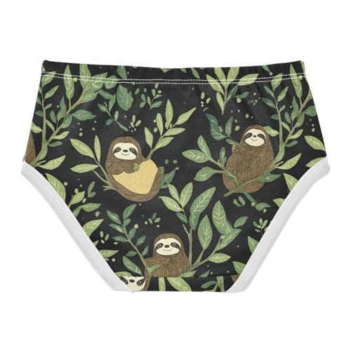 Wusikd Sloth Girls' Underwear Cotton Green Leaves Girls Briefs Soft Toddler Underwear 2T2