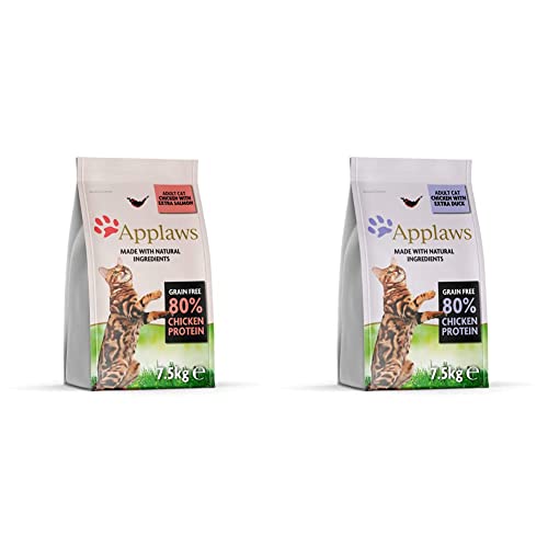 Applaws Katze Trockenfutter Adult, Huhn mit Extra Lachs, 1er Pack (1 x 7.5 kg), 7.5 kg (1er Pack) & Complete Dry Food, Adult Cat, Grain Free Chicken with Extra Duck, 7.5kg (Pack of 1) Cover