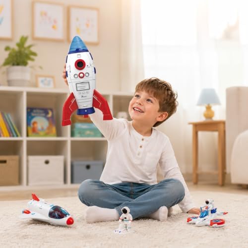 AuntyFey Space Rocket and Shuttle Toy Set for Kids with 2 Astronaut Figures — view 6