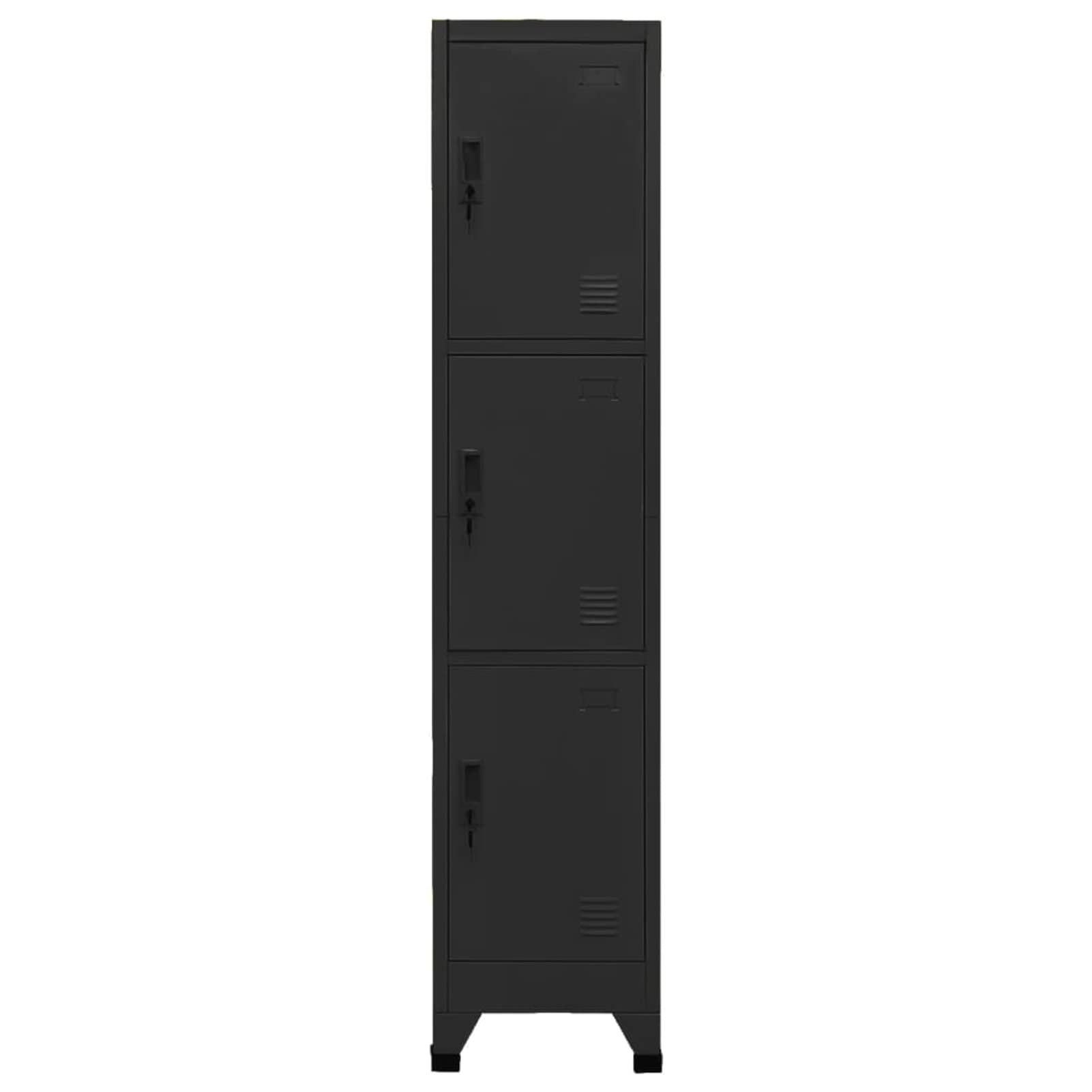 Taquilla de Acero Negro 38x45x180 cm, Taquillas Vestuario, Taquillas Metalicas, Armario Taquilla, Escobero, Casillero, Armario Taquilla 339782
