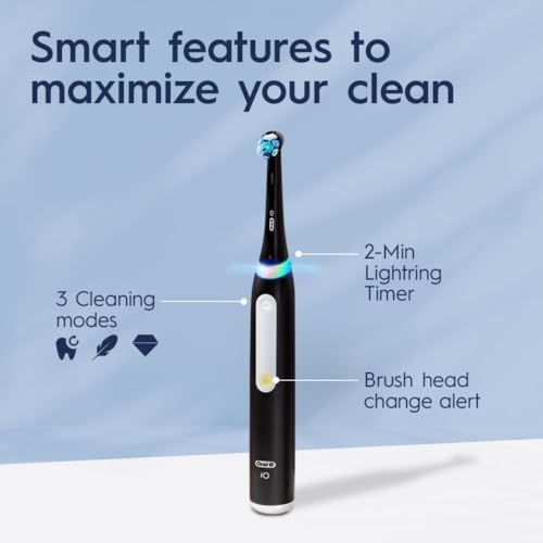 Oral-B iO Deep Clean Rechargeable Electric Powered Toothbrush, Black with iO Series 3 Limited, 2 Brush Heads and Travel Case - Pressure Sensor to Protect Gums - 3 Cleaning Settings - 2 Minute Timer - Image 5