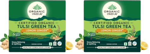 Image of ORGANIC INDIA Tulsi Green Tea Lemon Ginger 50 Teabags (Pack of 2)