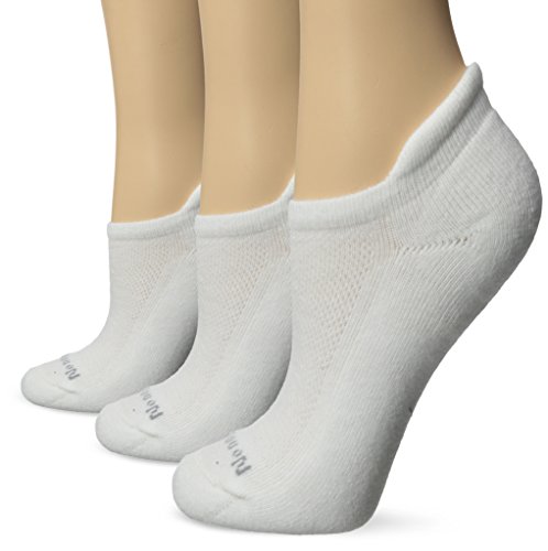 No Nonsense Women's Soft and Breathable Cushioned No Show Sock with Back Tab 3 Pair Pack, White, One Size