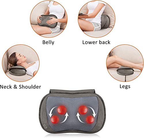 Snailax Shiatsu Massage Pillow With Heat -Deep Kneading Neck Shoulder Lumbar Calf Leg Foot Back Massager, Plush Cozy Design, Gifts For Men Woman #TOP1